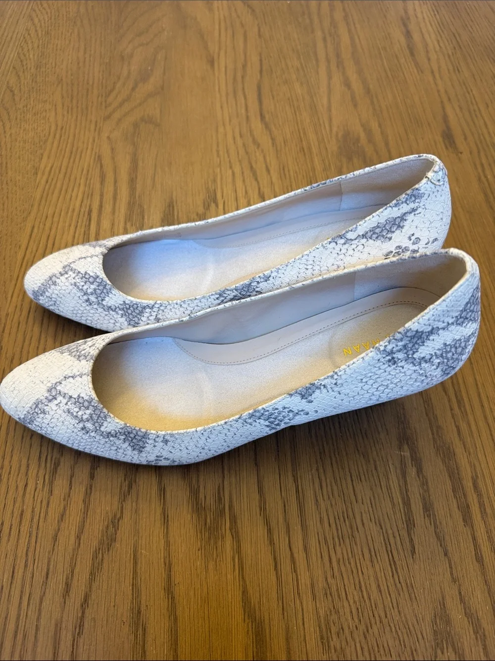 Cole Haan Women's Snake-Print Wedges in White and Gray